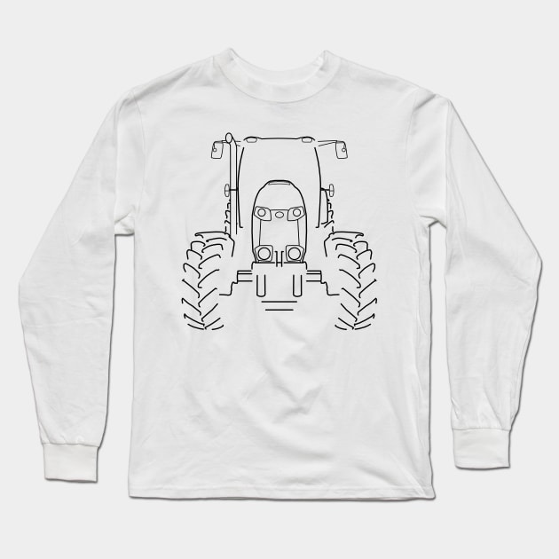 Farm tractor black outline graphic Long Sleeve T-Shirt by soitwouldseem